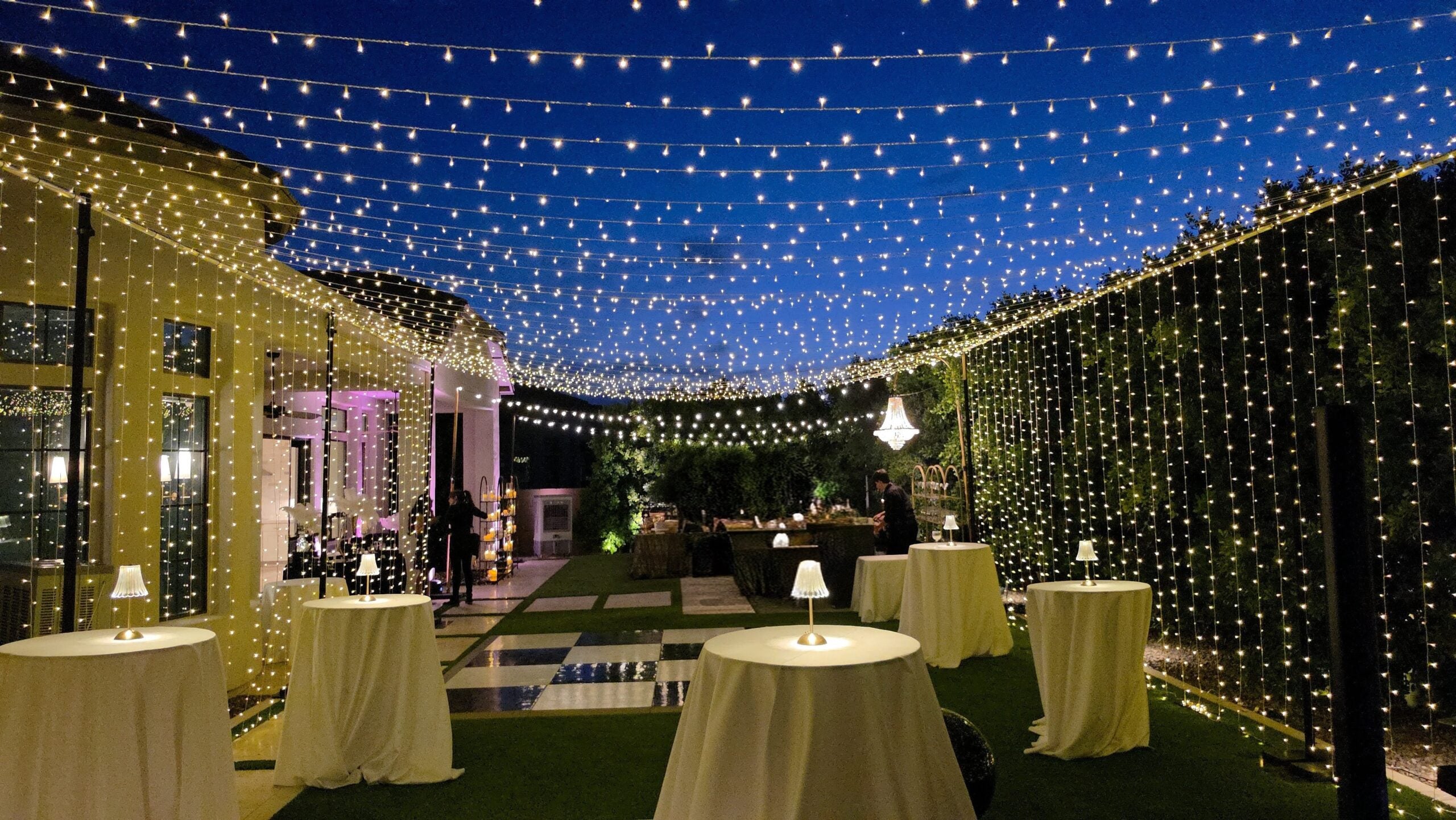 Backyard transformation with event lighting