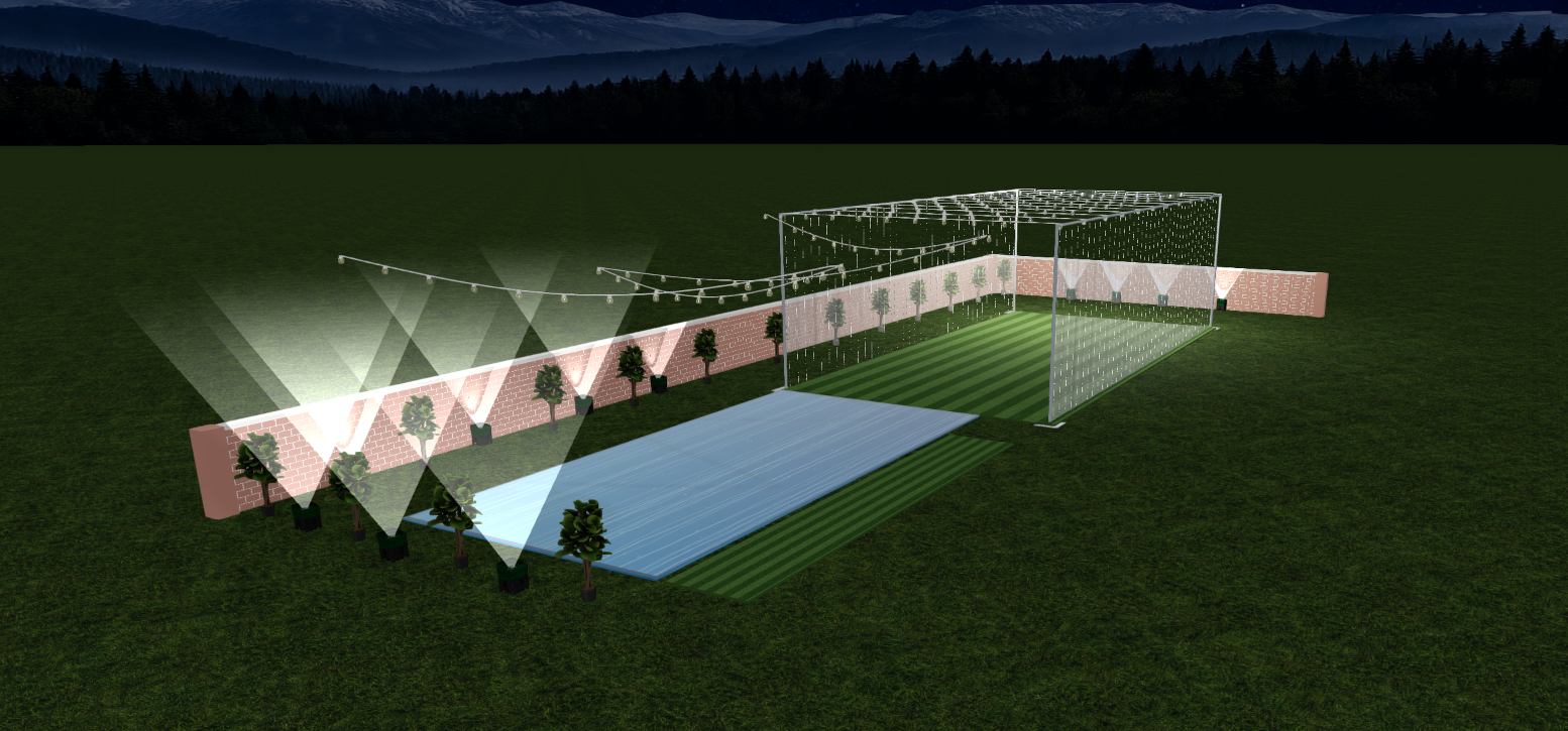 Backyard anniversary event 3D visualization